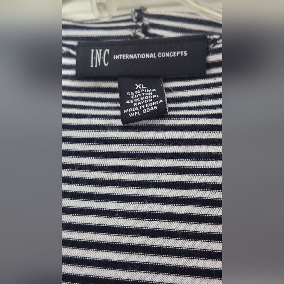 INC XL Striped WhiteBlack PIMA COTTON MODAL Asymmetrical Women OpenedHoodie - Picture 4 of 7